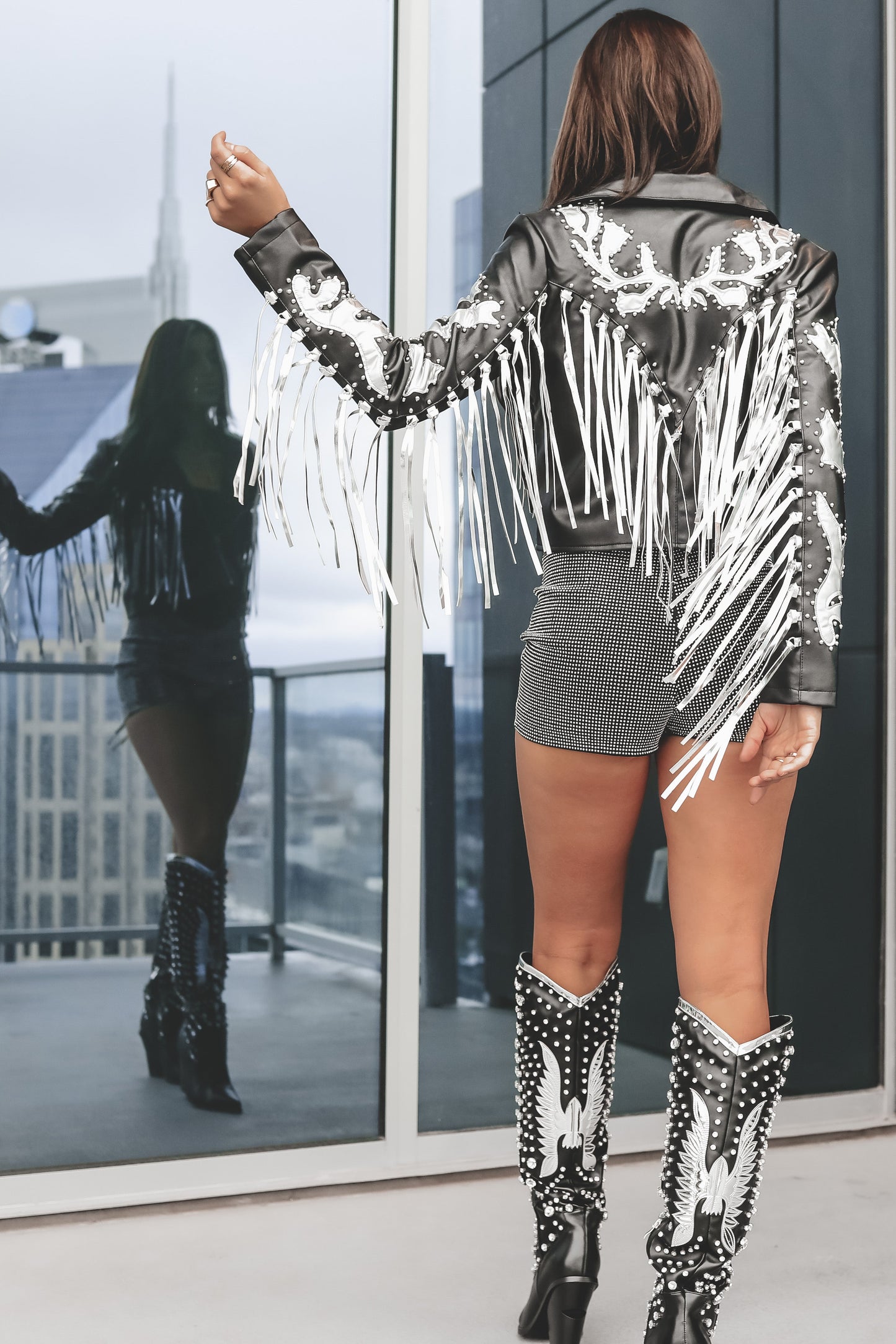 Back And Hotter Than Ever Black And Silver Fringe Leather Jacket